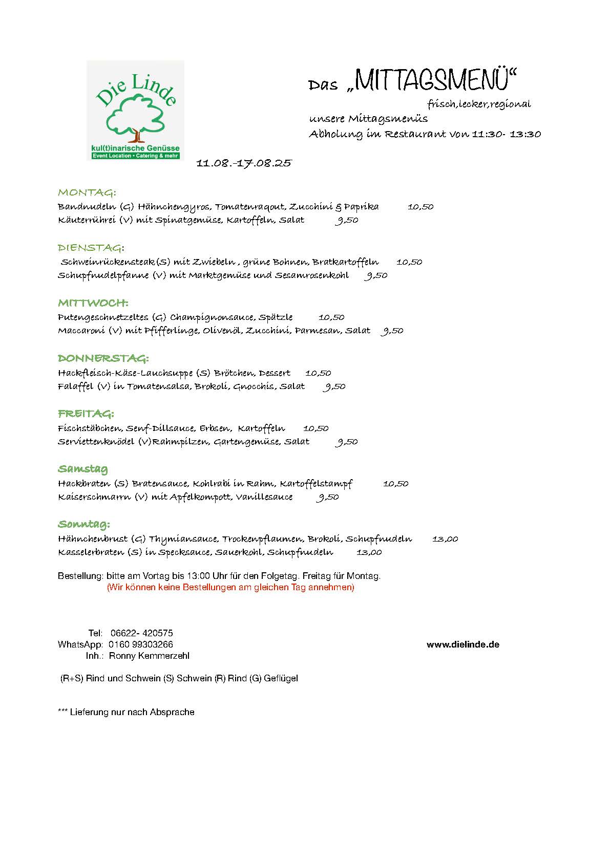 Speiseplan ab11.08.2025